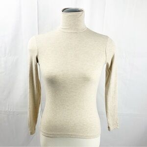 H&M Basics Beige Ribbed Turtleneck (XS)